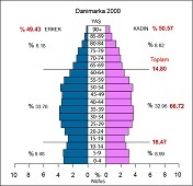Danimarka Nüfus Piramidi (2000)