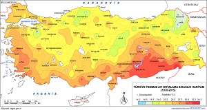 Türkiye Temmuz Ayı Gerçek Sıcaklık Haritası