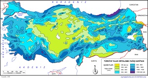 Türkiye Yağış Miktarı Dağılış Haritası