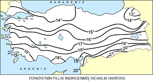 Türkiye Yıllık Gerçek Sıcaklık Haritası