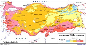 Türkiye Yıllık İndirgenmiş Sıcaklık Haritası 2