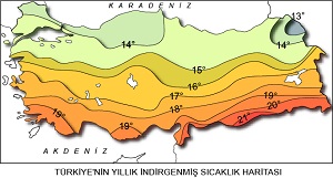 Türkiye Yıllık İndirgenmiş Sıcaklık Haritası