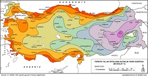 Türkiye Yıllık Ortalama Sıcaklık Farkları Haritası