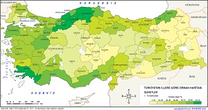 Türkiye'nin İllere Göre Orman Dağılımı Haritası