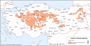 Türkiye Kahverengi ve Kestanerengi Bozkır Toprakları Haritası
