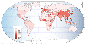 Dünya 2021 Yılı Nüfus Yoğunluğu Haritası
