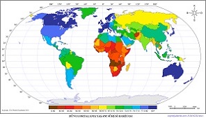 Dünya 2011 Yılı Ortalama Yaşam Süresi Haritası