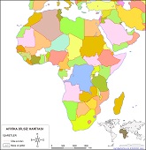 Afrika Dilsiz Siyasi Haritası (Renkli)