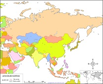 Asya Dilsiz Siyasi Haritası (Renkli)