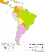 Güney Amerika Dilsiz Siyasi Haritası (Renkli)