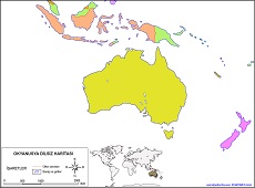 Okyanusya Dilsiz Siyasi Haritası (Renkli)