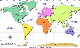 Kıtalar ve Okyanuslar Haritası 3