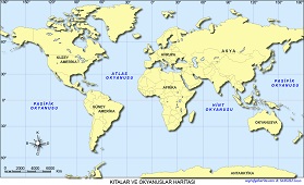 Kıtalar ve Okyanuslar Haritası