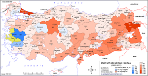 İzmir Net Göç Miktarı Haritası 2022