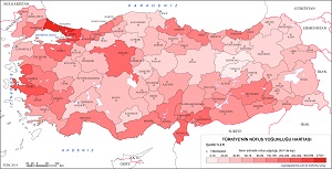 Türkiye 2014 Nüfus Yoğunluğu Haritası