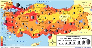 Türkiye 2015 İllerin Nüfus Miktarı Haritası