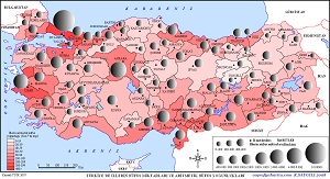 Türkiye 2007 Nüfus Yoğunluğu Haritası