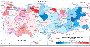 Türkiye 2012 Nüfus Göç Hızı Haritası