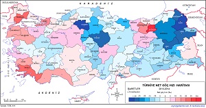 Türkiye 2014 Nüfus Göç Hızı Haritası