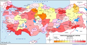 Türkiye 2014 Nüfus Artış Hızı Haritası