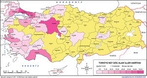Türkiye Net Göç Alan İller Haritası 2015