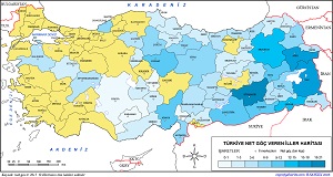 Türkiye Net Göç Veren İller Haritası 2015