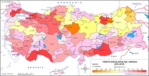 Türkiye 2015 Nüfus Artış Hızı Haritası