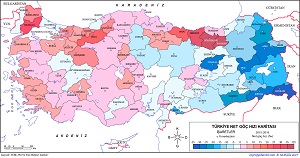Türkiye Net Göç Hızı Haritası 2016