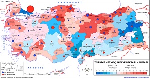 Türkiye Net Göç Hızı ve Miktarı Haritası 2018