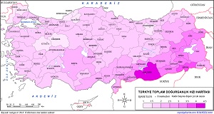 Türkiye 2018 Toplam Doğurganlık Hızı Haritası