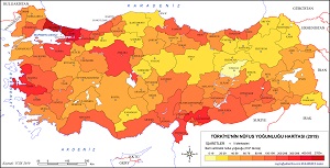 Türkiye 2019 Nüfus Yoğunluğu Haritası