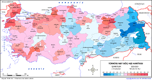 Türkiye Net Göç Hızı Haritası 2021