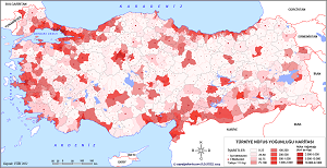 Türkiye 2022 İlçe Nüfus Yoğunluğu Haritası