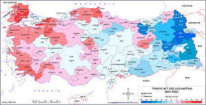 Türkiye Net Göç Hızı Haritası 2021