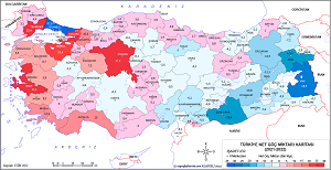 Türkiye Net Göç Miktarı Haritası 2022
