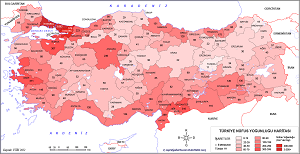 Türkiye 2022 Nüfus Yoğunluğu Haritası