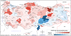 Türkiye Net Göç Hızı Haritası 2023