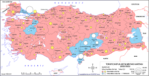 Türkiye Nüfus Artış Miktarı Haritası 2023