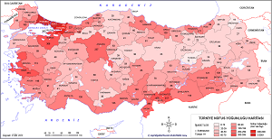 Türkiye 2023 Nüfus Yoğunluğu Haritası