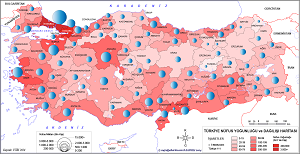 Türkiye 2023 Nüfus Yoğunluğu ve Dağılışı Haritası