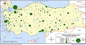 Türkiye Şehir Yerleşmeleri Haritası 1927