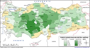 Türkiye Şeker Pancarı Üretim Haritası 2018