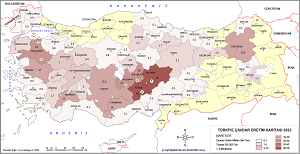 Türkiye Çavdar Üretim Haritası 2023
