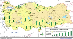 Türkiye Mısır Üretim Haritası (2014)