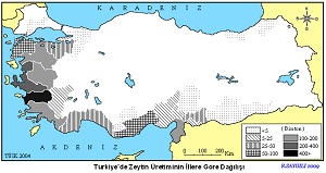 Türkiye Zeytin Üretim Haritası