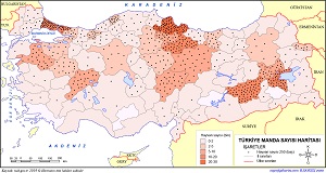 Türkiye'de Mandanın Dağılış Haritası 2019