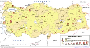 Türkiye'de Beslenen Hindinin Dağılış Haritası