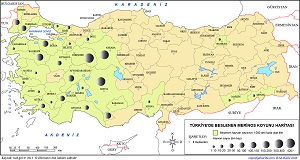 Türkiye Beslenen Merinos Koyununun Dağılış Haritası 2014