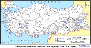 Türkiye Tiftik ve Kıl Keçisinin Dağılış Haritası 1