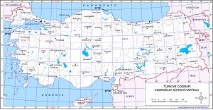 Türkiye Coğrafi Koordinat Sistemi Haritası